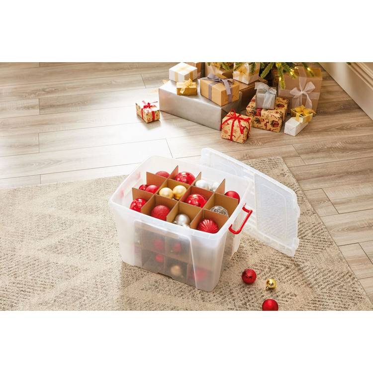 Strata bauble storage box with dividers 40L - British product