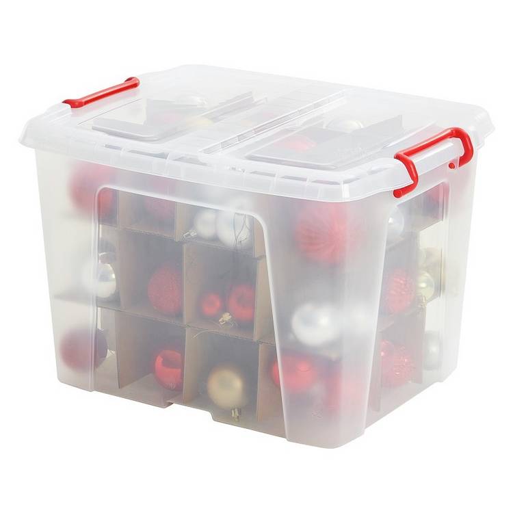 Strata bauble storage box with dividers 40L - British product