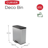 Curver pedal bin silver 65 Litre, UK version