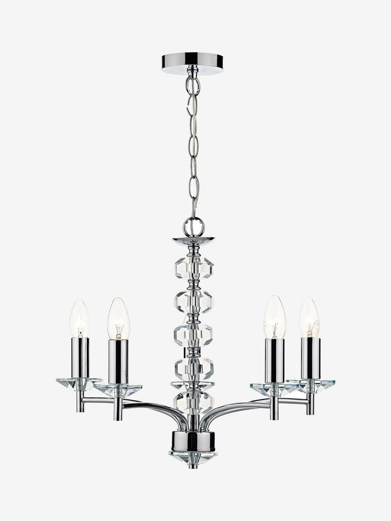 Dar Lighting Oleana 5-light ceiling fitting with crystal beads, imported from the UK
