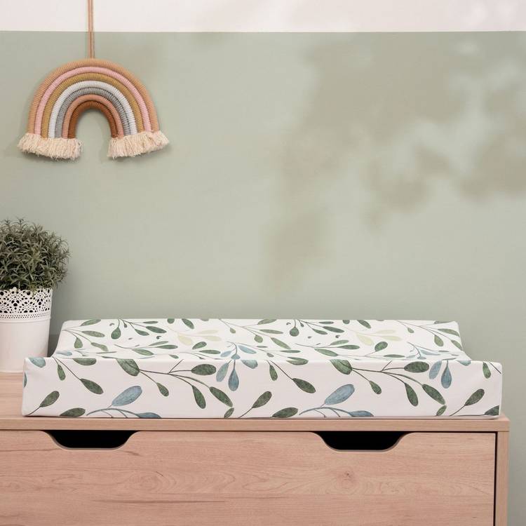 Clair De Lune wedge changing mat olive leaf print - British product