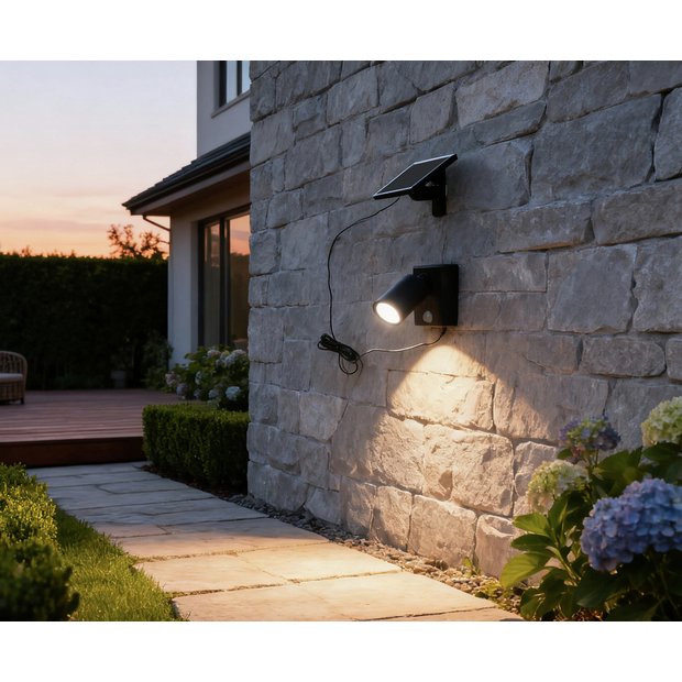 Black plastic solar sensor LED spot light, imported from the UK