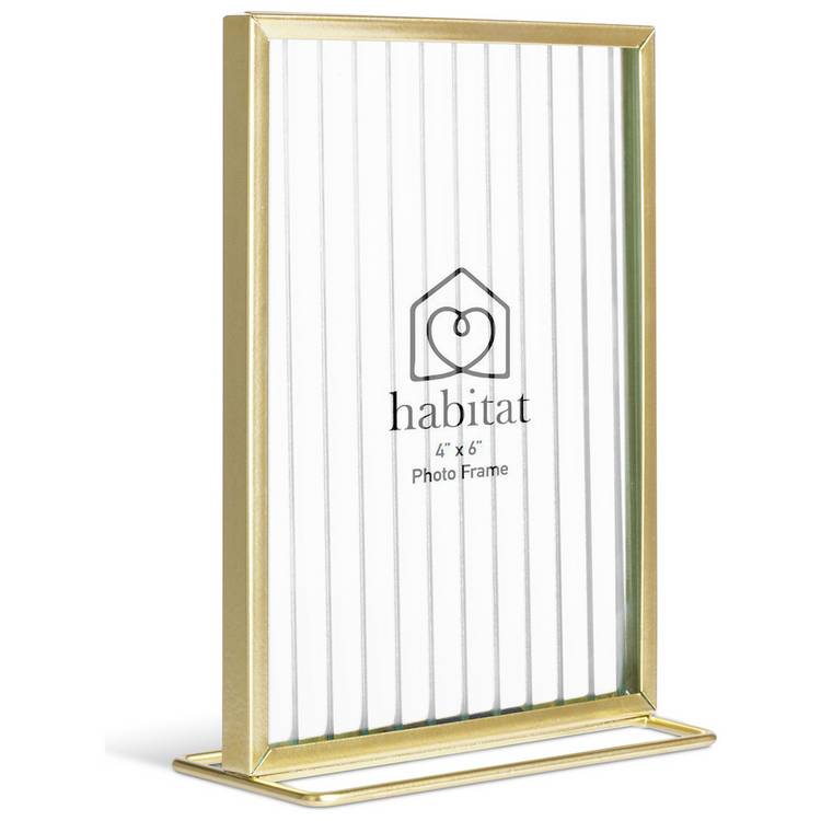 Habitat gold reeded glass picture frame 4x6, imported from the UK