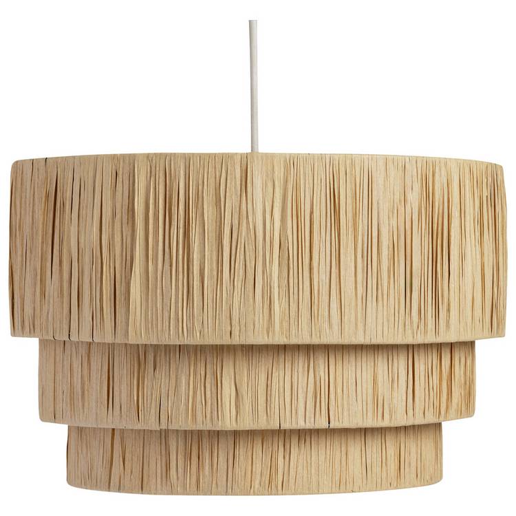 Argos Home beige rattan three-tier lampshade 40cm (British brand)