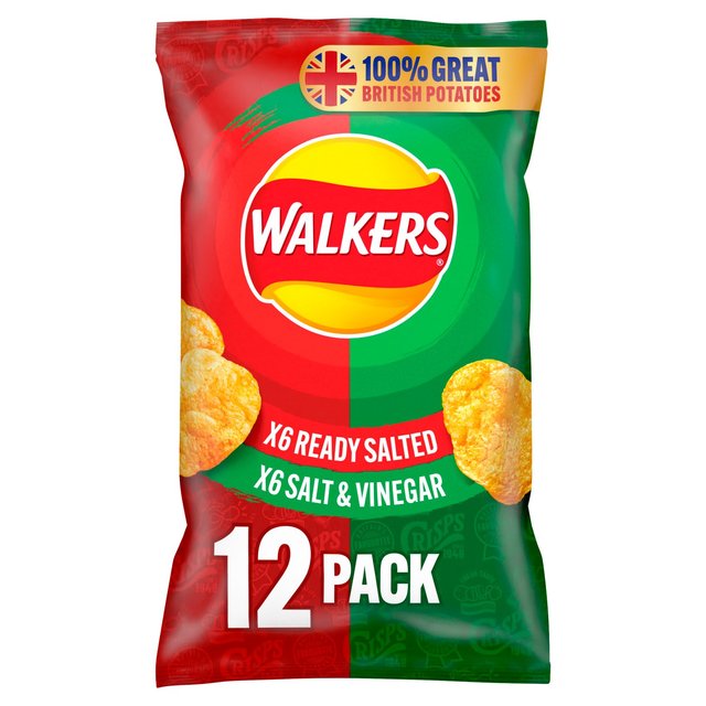 Walkers Ready Salted Salt & Vinegar Variety Multipack Crisps   12 per pack GOODS M&S
