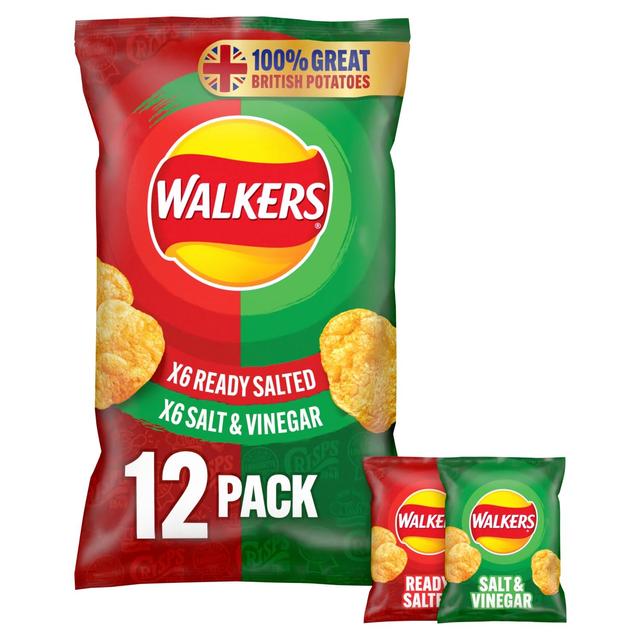 Walkers Ready Salted Salt & Vinegar Variety Multipack Crisps   12 per pack GOODS M&S