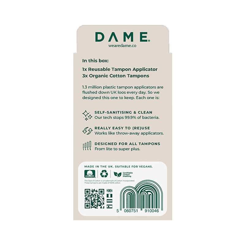 DAME Reusable Tampon Applicator Medical Grade Standard Fit - British product