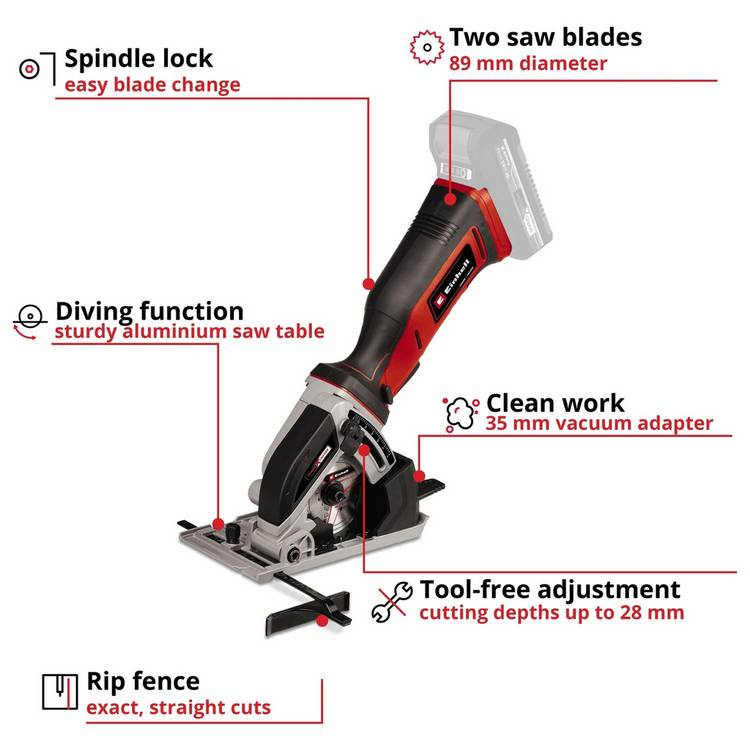 Einhell cordless mini circular saw 2.5Ah (British brand)