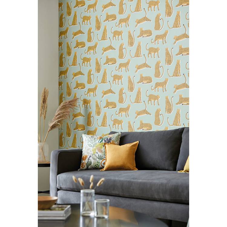 Scion Lionel Stone Wallpaper with hand painted lion design (British brand)