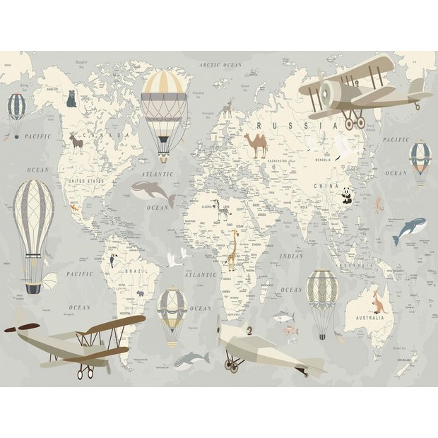 Walltastic Map of the World kids wall mural, UK version