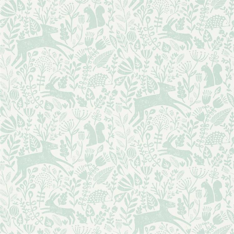 Scion Kelda marine blue wallpaper woodland deer scene - British product