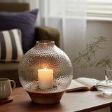 Argos Habitat Hammered Wooden Base Hurricane Candle Holder- Buy online at McGrocer