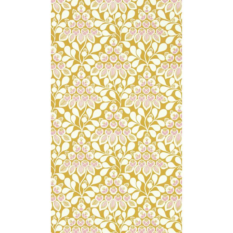Scion Elsa yellow floral Arts & Crafts wallpaper, imported from the UK
