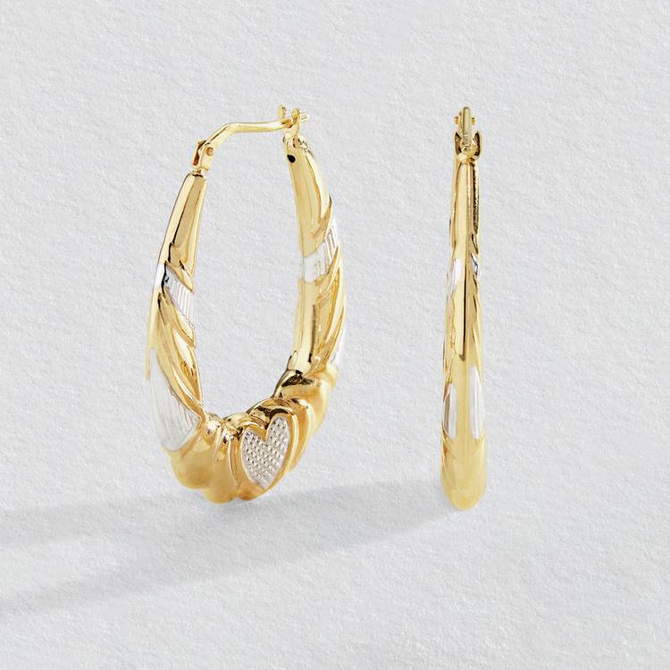 Revere 9ct bonded gold two tone creole earrings (British brand)