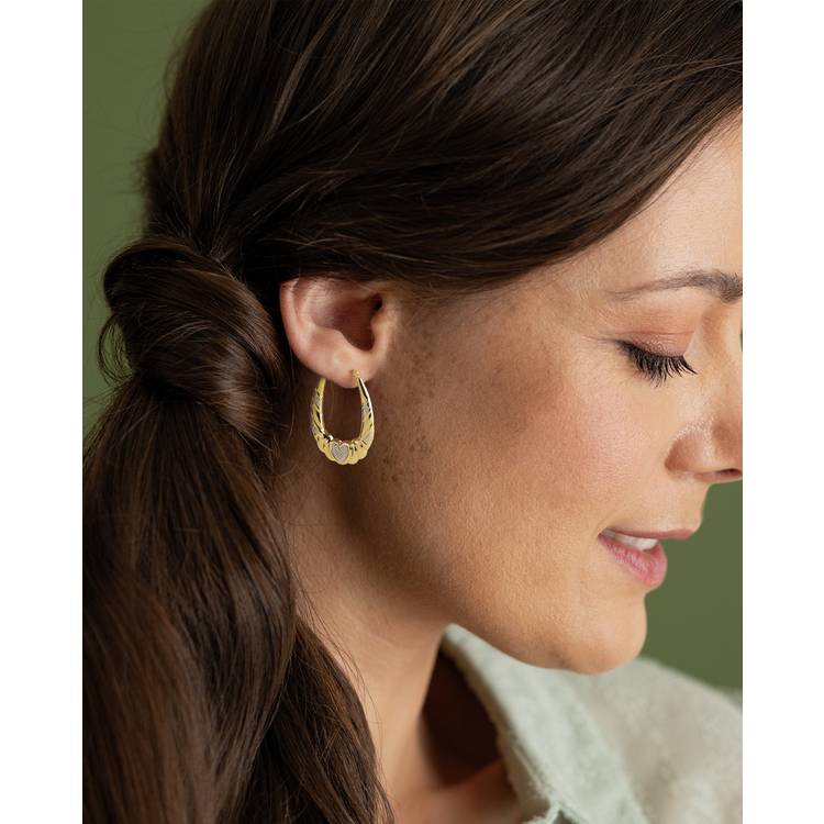 Revere 9ct bonded gold two tone creole earrings (British brand)