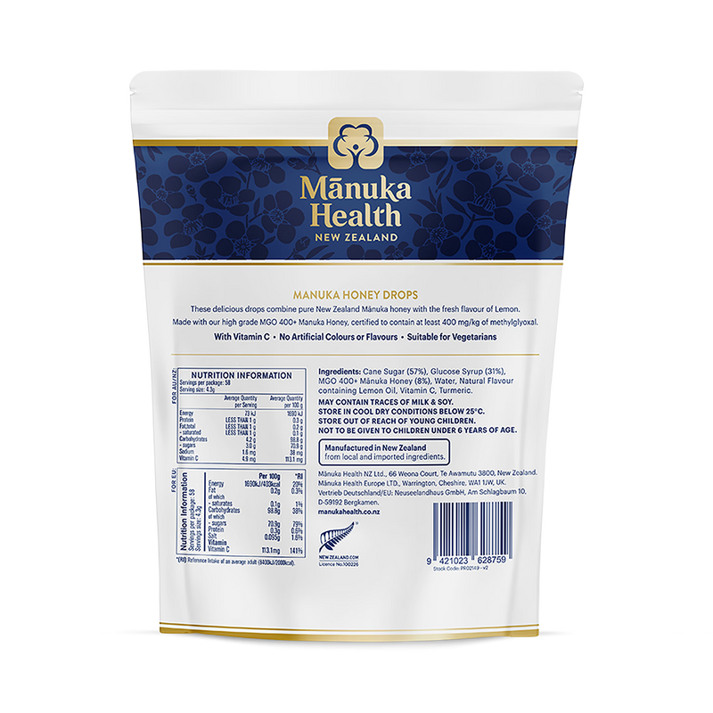 Manuka Health manuka honey drops with lemon 250g family pack, UK version