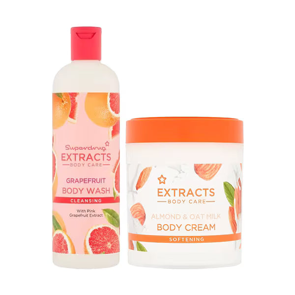 Superdrug Extracts Body Bundle Almond Oat Grapefruit 975ml - British product
