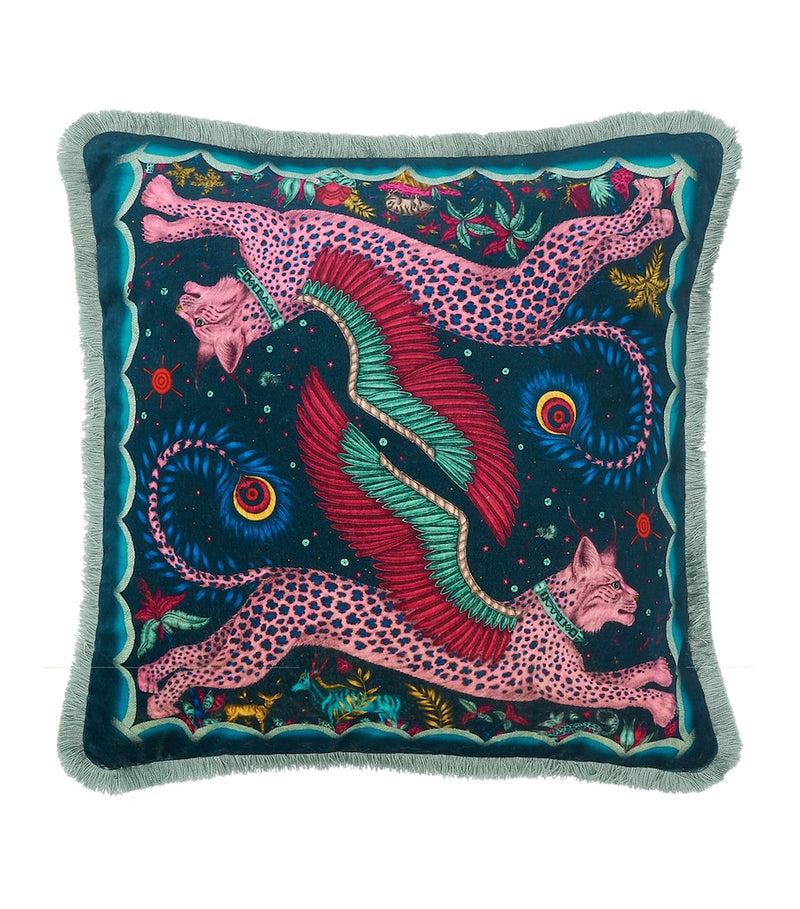 Emma J Shipley Velvet Lynx cushion 46cm x 46cm - British product