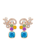 Boodles rose gold diamond sapphire zircon earrings, imported from the UK