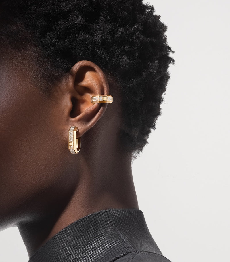 Messika Modernist yellow gold diamond single hoop earring 0.30ct, imported from the UK