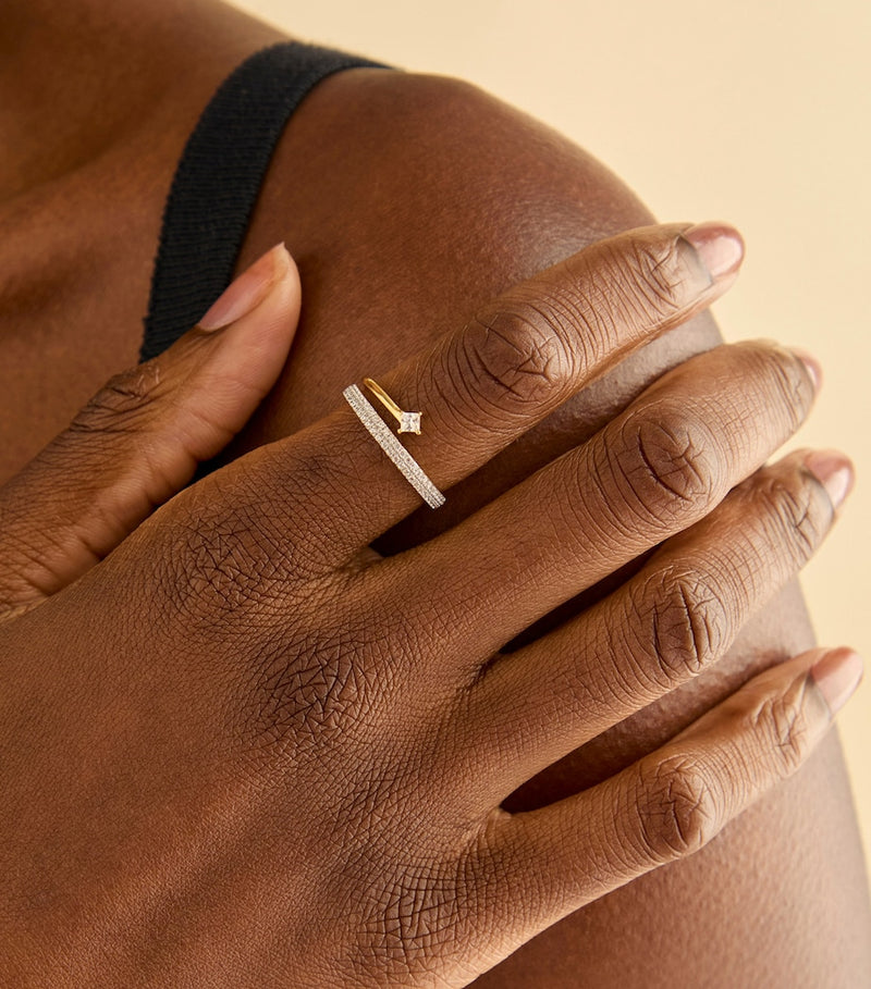 Astrid & Miyu gold-plated sterling silver ring with cubic zirconia (British brand)