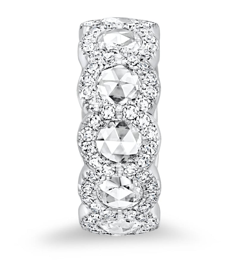 David Morris white gold diamond rose cut eternity ring, imported from the UK