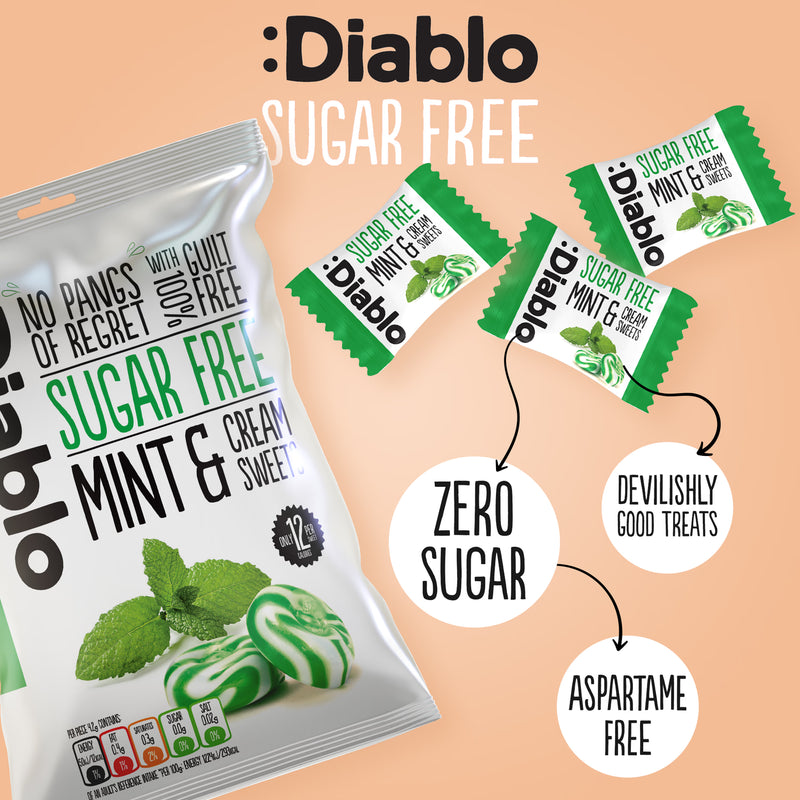 Diablo sugar free mint cream sweets 75g, UK version