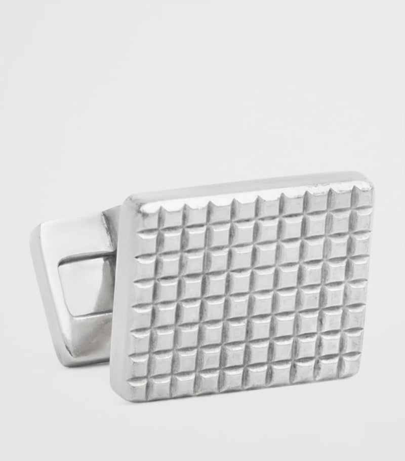 Dunhill silver hobnail reed tile cufflinks, imported from the UK