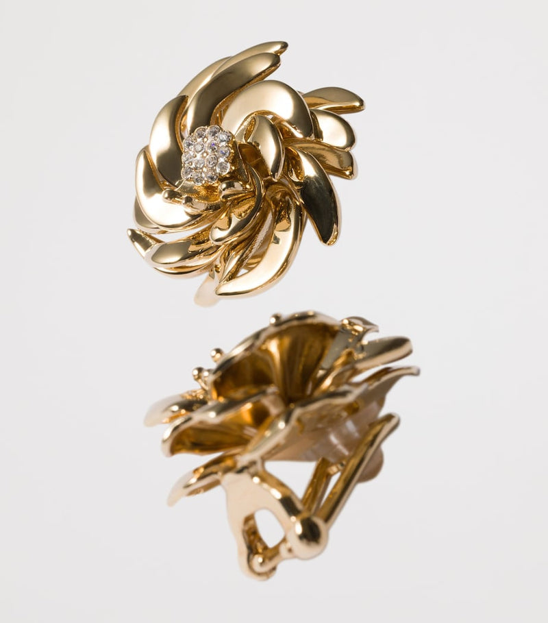 Miu Miu floral crystal-embellished clip-on earrings - British product