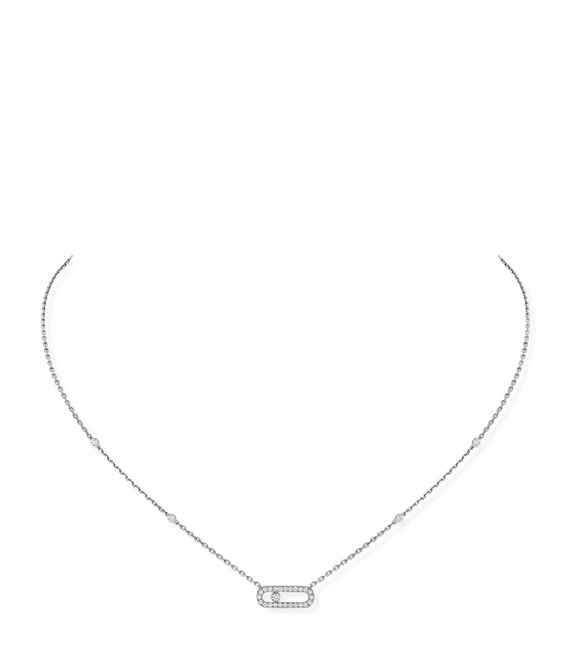 Messika Move Uno white gold diamond necklace 0.22ct, UK version