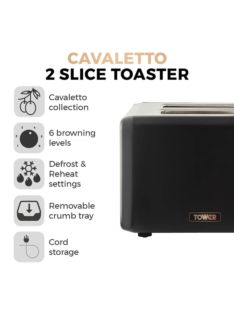 Tower Black 2 Slice Toaster, UK version