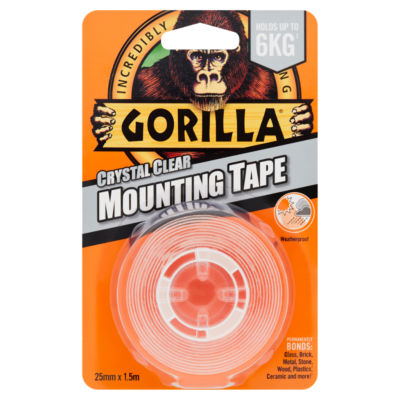 Gorilla mounting tape crystal clear 25mm x 1.5m, UK version