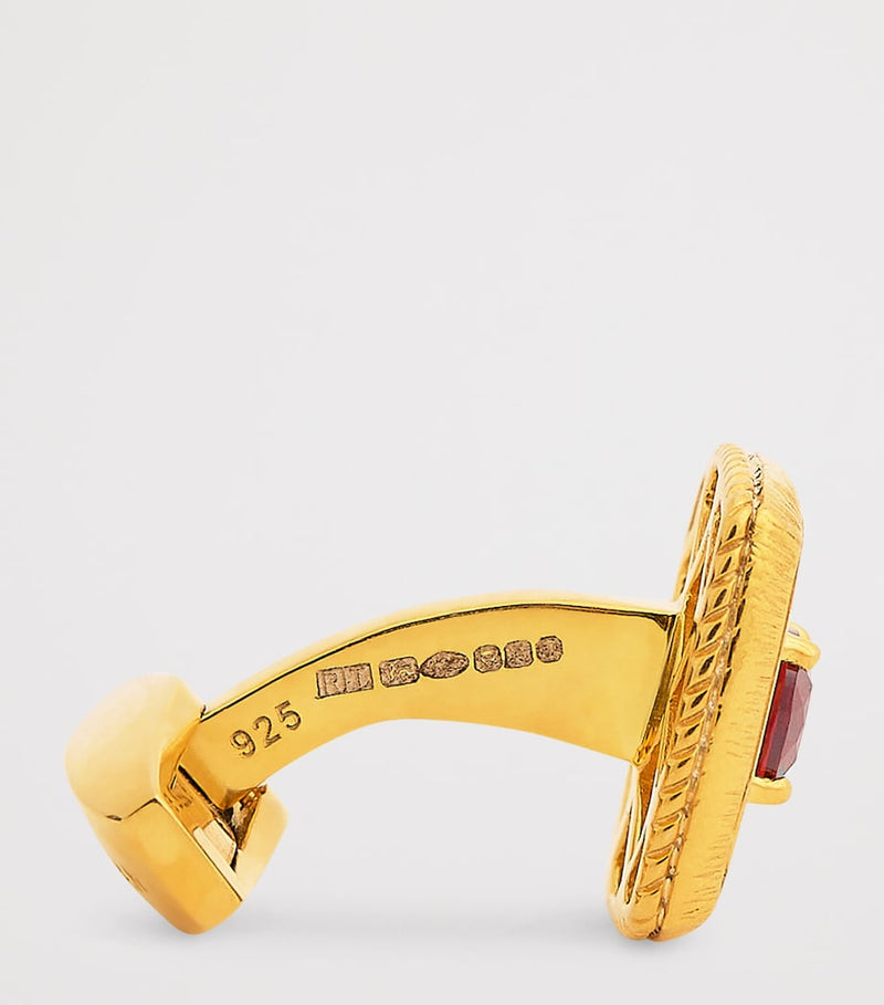 Tateossian gold-plated garnet Graffiato cufflinks (British brand)