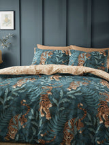 Catherine Lansfield Green Tropic Tiger Leaf Reversible Duvet Cover Set