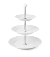 Harrods Royal Copenhagen Porcelain White Fluted 3-Layer Étagère Cake Stand 35cm- Buy online at McGrocer