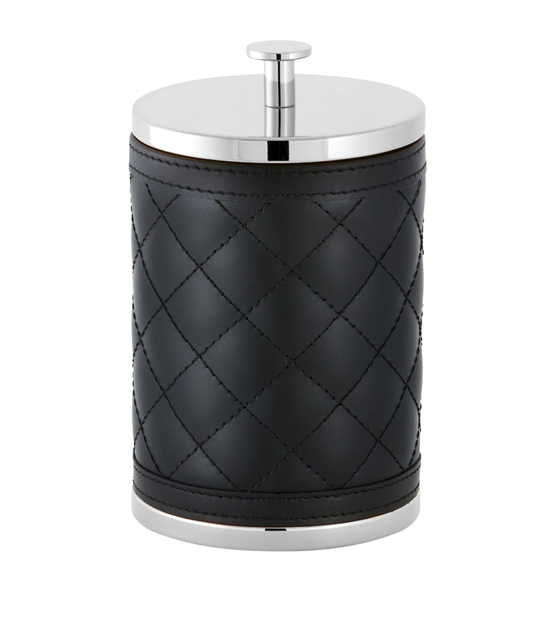 Large Quilted Round Leather Storage Box