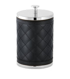 Large Quilted Round Leather Storage Box