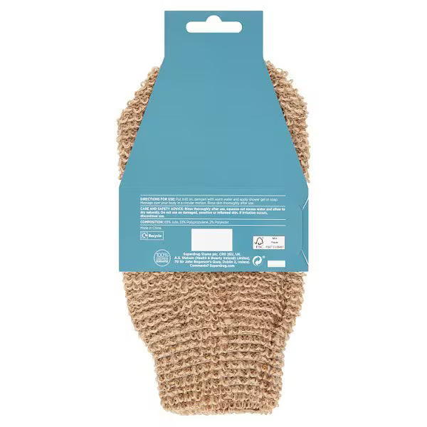 Superdrug exfoliating jute mitt (British brand)