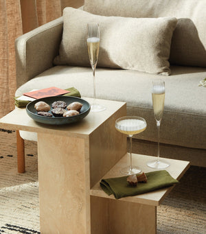 Set of Two Mouth-Blown Glass Flute Glasses with Textured Finish, 165ml Capacity