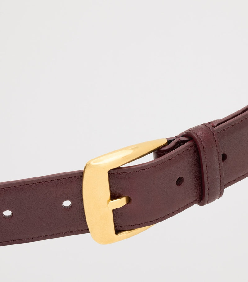 Saint Laurent leather belt with gold trapezoid buckle - British product
