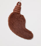 LOEWE lion tail key charm in calfskin and mink fur (British brand)