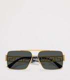 Versace rectangular wire-frame sunglasses with gold-tone temples, UK version