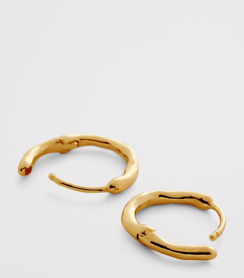 Monica Vinader gold vermeil huggie earrings, imported from the UK