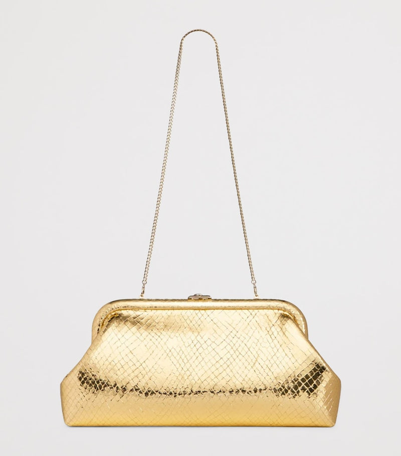 Jimmy Choo snake-embossed leather clutch bag, imported from the UK