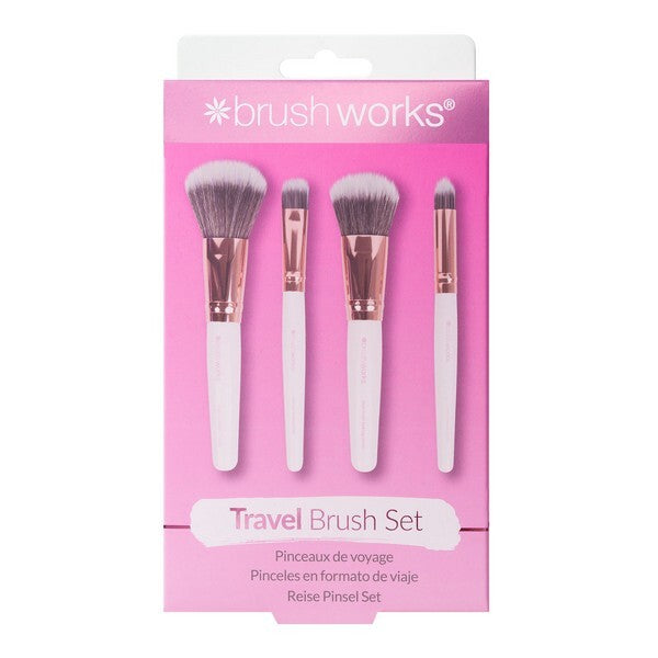Brushworks Travel Makeup Brush Set White Gold 4 Piece - British product
