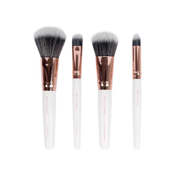 Brushworks Travel Makeup Brush Set White Gold 4 Piece - British product