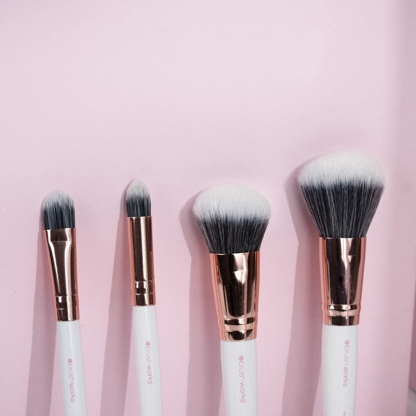 Brushworks Travel Makeup Brush Set White Gold 4 Piece - British product