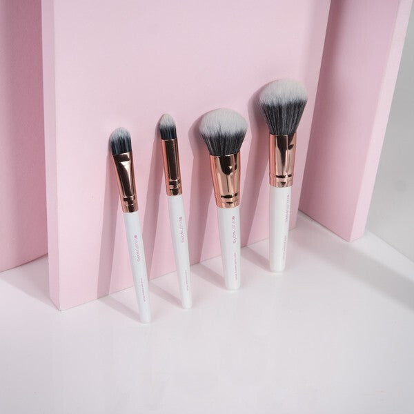 Brushworks Travel Makeup Brush Set White Gold 4 Piece - British product