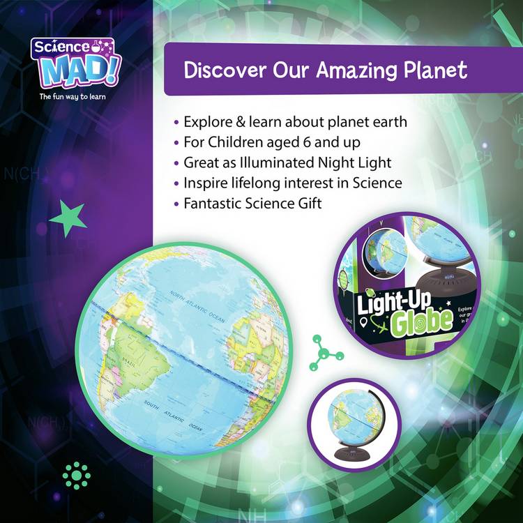 Science Mad 20cm illuminated night globe (British brand)