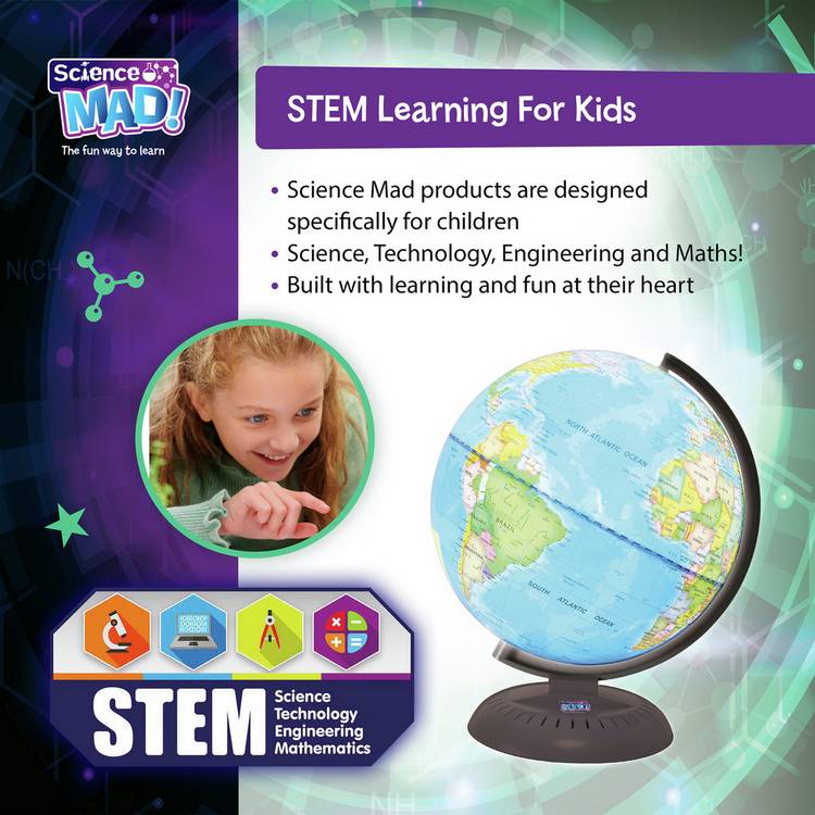Science Mad 20cm illuminated night globe (British brand)